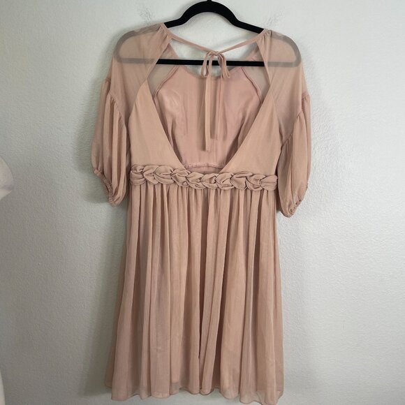 Laundry By Shelli Segal Womens 6 Dusty Pink 100% Silk Babydoll Dress Open Back - Picture 11 of 12